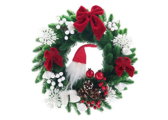 Eco-Friendly PVC Artificial Pre Lit Christmas Wreath For Holiday Decoration
