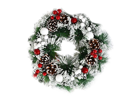 Eco-Friendly PVC Artificial Pre Lit Christmas Wreath For Holiday Decoration