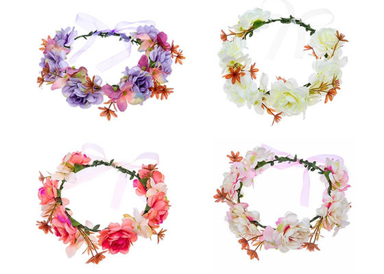 SEDEX Adjustable Artificial Flower Wreath Headbands For Wedding OEM