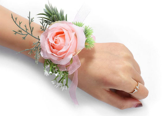 Bridesmaid Artificial Silk Flowers Silk Wrist Corsages OEM ODM