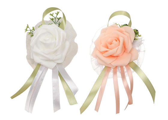 Bridesmaid Artificial Silk Flowers Silk Wrist Corsages OEM ODM