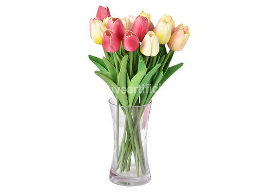 15 Pcs Artificial Tulip Silk Flower Bouquets Resin Decorations