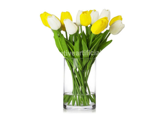 15 Pcs Artificial Tulip Silk Flower Bouquets Resin Decorations