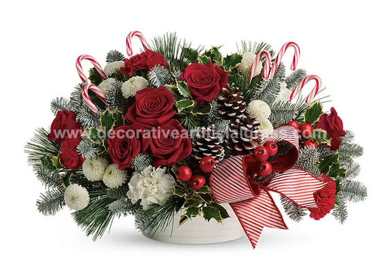 No Fading Berry And Pine Artificial Silk Flowers Christmas Centerpiece
