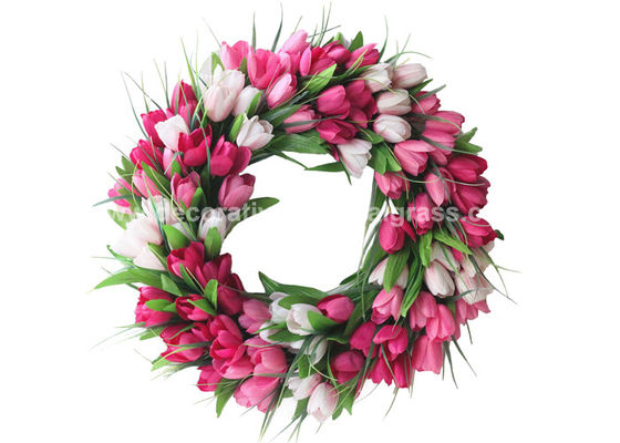 18 Inch PVC Plastic Faux Tulip Wreath For Front Door Wall Decoration​