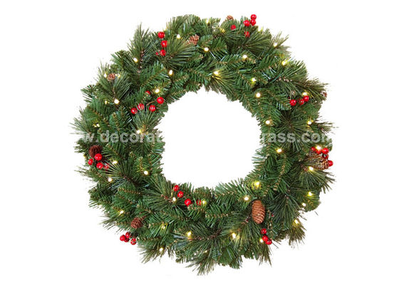 24'' PVC Plastic Artificial Flower Christmas Berry Wreath UV-Resistant