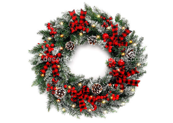 24'' PVC Plastic Artificial Flower Christmas Berry Wreath UV-Resistant
