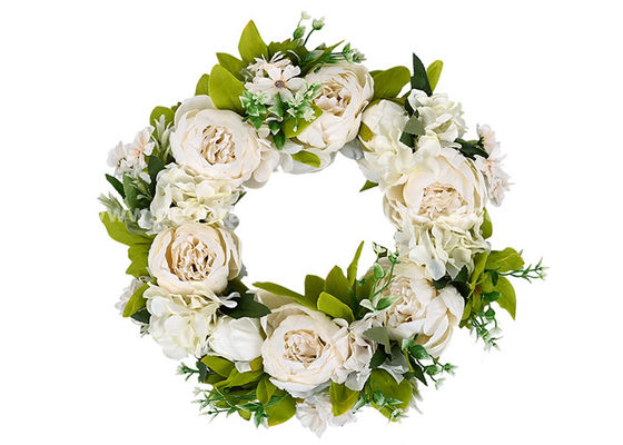 PVC Plastic Polyester Rose Artificial Flower Wreaths 15.7''