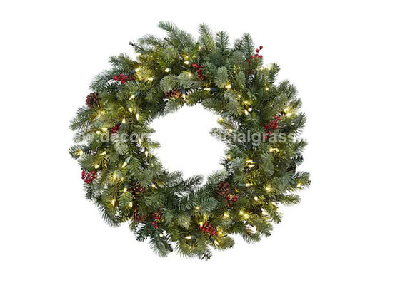24'' PVC Plastic Artificial Flower Christmas Berry Wreath UV-Resistant