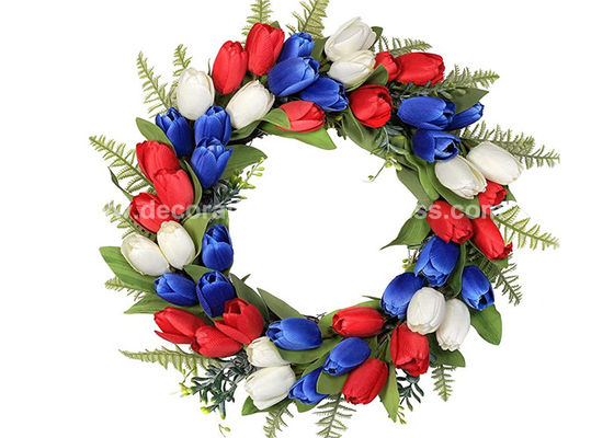 18 Inch PVC Plastic Faux Tulip Wreath For Front Door Wall Decoration​