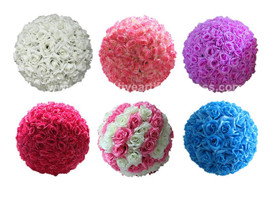 Silk Plastic Artificial Kissing Ball Flower Arrangement 15'' 16'' 17''