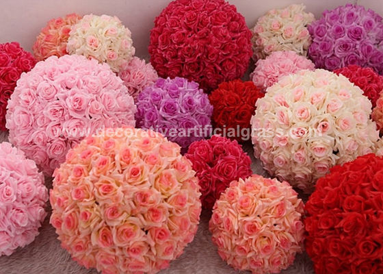 Silk Plastic Artificial Kissing Ball Flowers Hanging Floral Balls 19'' 20'' 21''