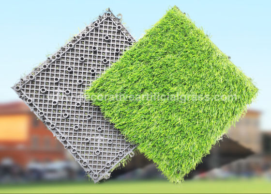 30*30cm Interlocking Artificial Grass Floor Tiles With PP Base