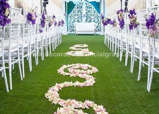 7000D PP Yarn Green Decorative Artificial Grass Mat For Wedding