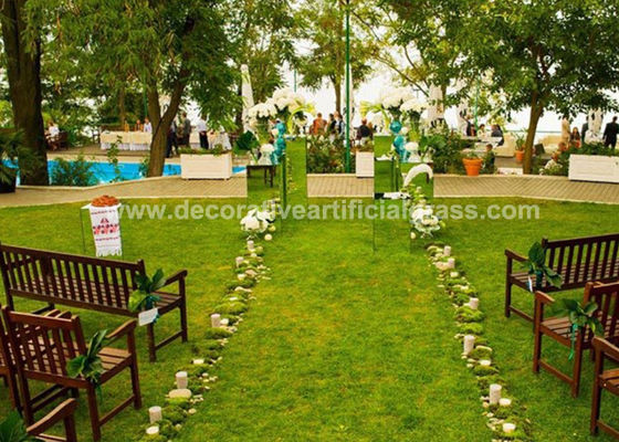 7000D PP Yarn Green Decorative Artificial Grass Mat For Wedding