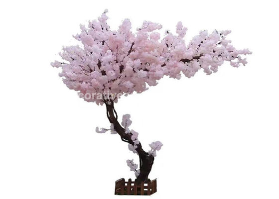 Silk PE Plastic  Artificial Decoration Plants Pink Cherry Blossom Tree OEM ODM