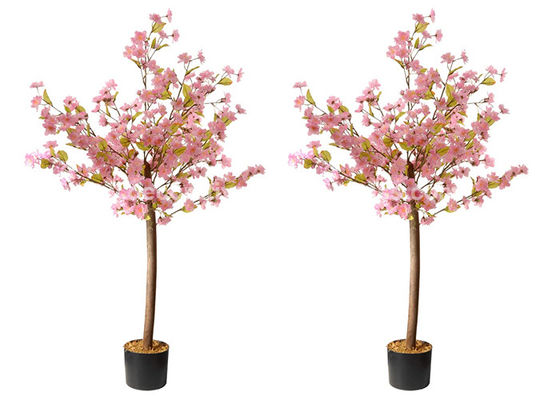 Silk PE Plastic  Artificial Decoration Plants Pink Cherry Blossom Tree OEM ODM
