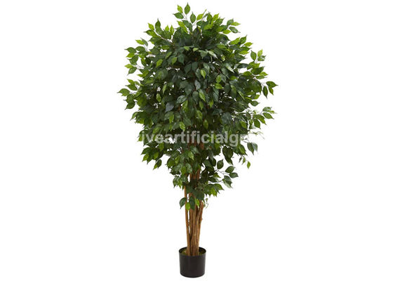 5 Feet Artificial Decoration Plants Evergreen Fake Silk Ficus Tree With Plastic Base