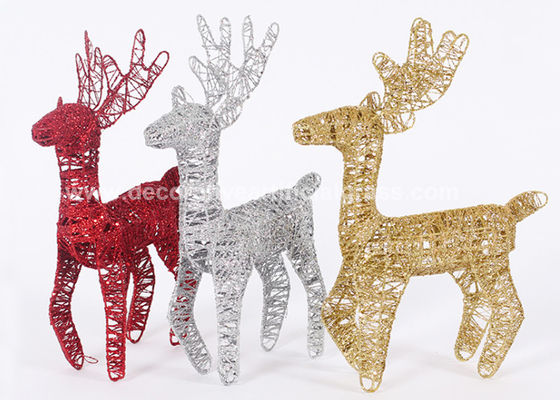Resin Metal Christmas Ornaments Hollow Deer Iron Animal Figurines 15*25cm