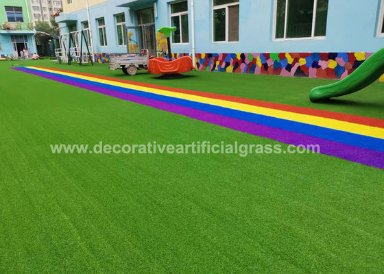 14000D Colored Artificia Synthetic Grass Lawn 30mm For Kindergarten Rainbow