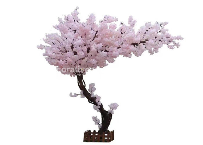Silk PE Plastic  Artificial Decoration Plants Pink Cherry Blossom Tree OEM ODM