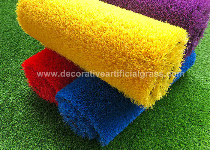 35mm Colorful Artificial Grass Lawn 5 / 8&quot; For Kindergarten